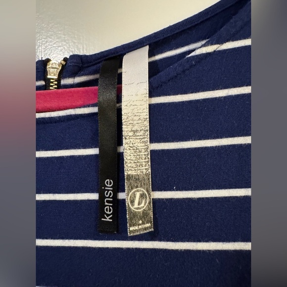 Kensie Navy and White Striped Sleeveless Dress size large - Picture 2 of 4